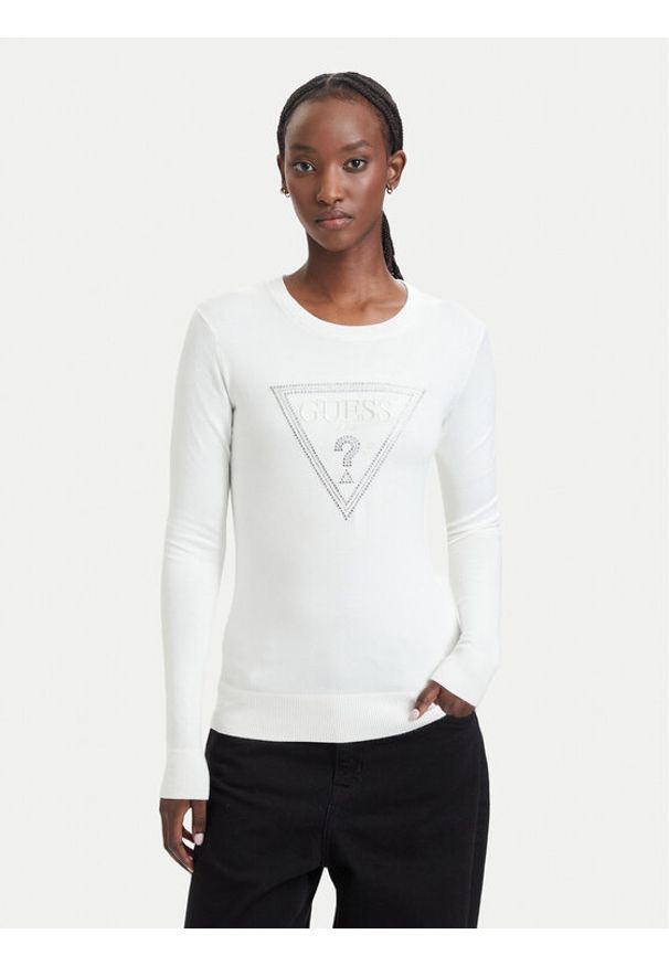 Guess Sweter W6YR28 Z0976 Kremowy Regular Fit. Kolor: kremowy. Materiał: wiskoza
