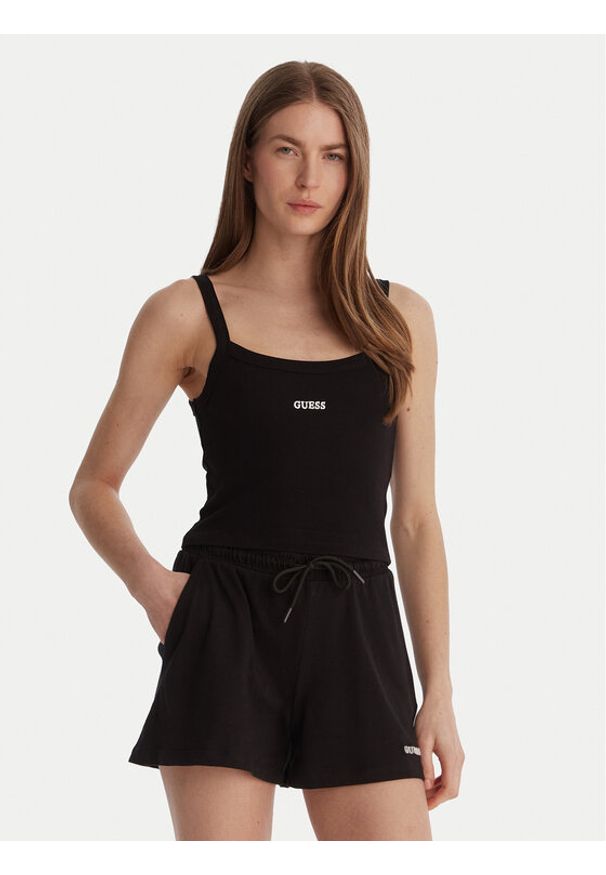 Guess Top V6GP16 K3180 Czarny Regular Fit. Kolor: czarny. Materiał: wiskoza