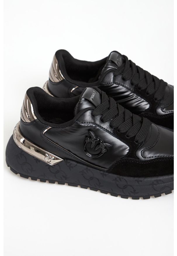 Pinko - Sneakersy damskie skórzane Gem 07 PINKO. Materiał: skóra