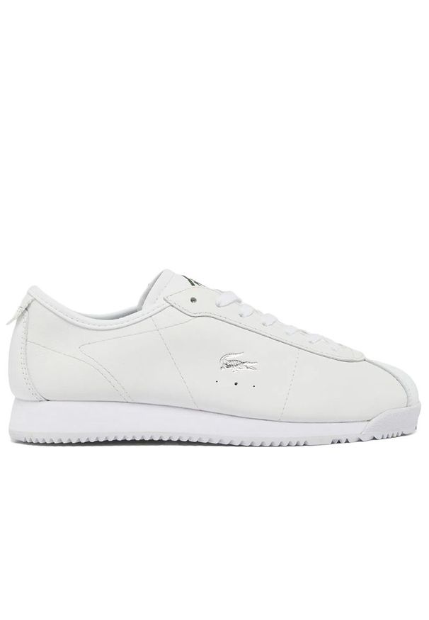 Buty damskie Lacoste Club-Low 749SFA0120-21G - białe. Okazja: na co dzień. Zapięcie: sznurówki. Kolor: biały. Materiał: guma, zamsz, skóra. Wzór: aplikacja. Obcas: na płaskiej podeszwie. Sport: turystyka piesza