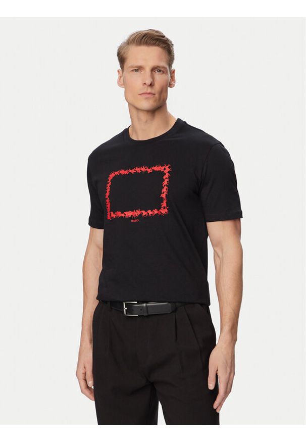 Hugo - HUGO T-Shirt Duhorse 50557684 Czarny Regular Fit. Kolor: czarny. Materiał: bawełna
