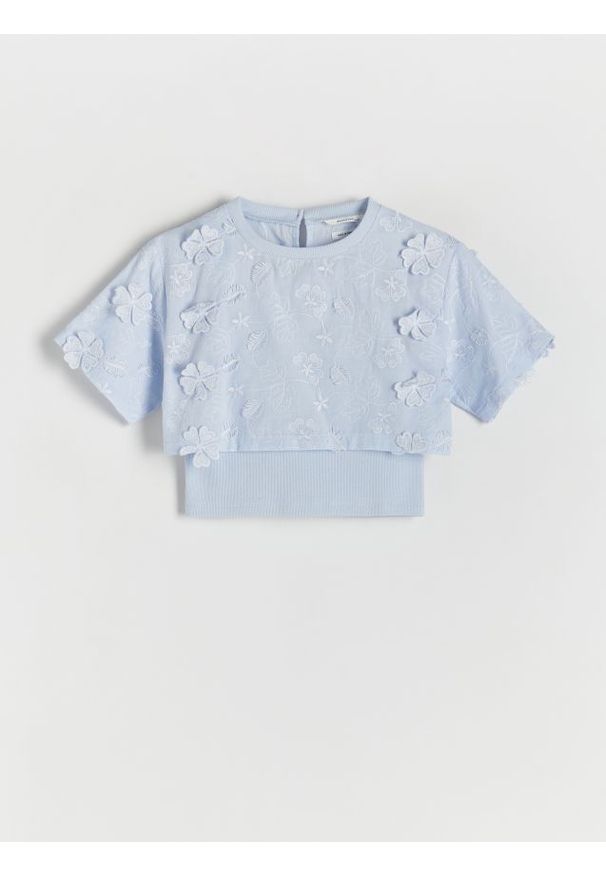 Reserved - Dwuwarstwowa bluzka - jasnoniebieski. Kolor: niebieski. Materiał: bawełna, dzianina