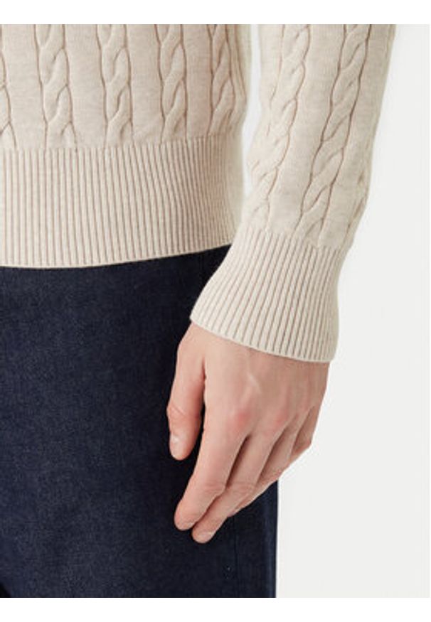 TOMMY HILFIGER - Tommy Hilfiger Sweter Classic MW0MW41955 Beżowy Regular Fit. Kolor: beżowy. Materiał: bawełna