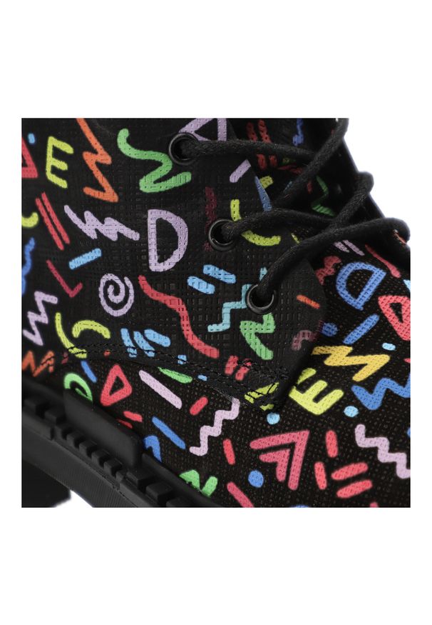 Kolorowe Botki Artiker Stylowe Obuwie Damskie Premium. Okazja: na co dzień. Materiał: jeans, materiał. Wzór: kolorowy. Styl: elegancki