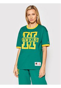 Champion T-Shirt Unisex STRANGER THINGS Hawkins 217756 Zielony Custom Fit. Kolor: zielony. Materiał: bawełna #8