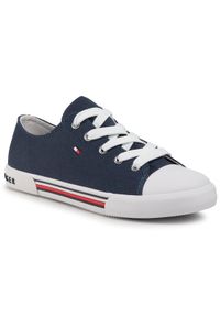 TOMMY HILFIGER - Tommy Hilfiger Trampki Low Cut Lace-Up Sneaker T3X4-30692-0890 S Granatowy. Kolor: niebieski. Materiał: materiał