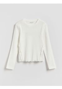 Reserved - Bluzka z falbanką - złamana biel. Materiał: bawełna #1