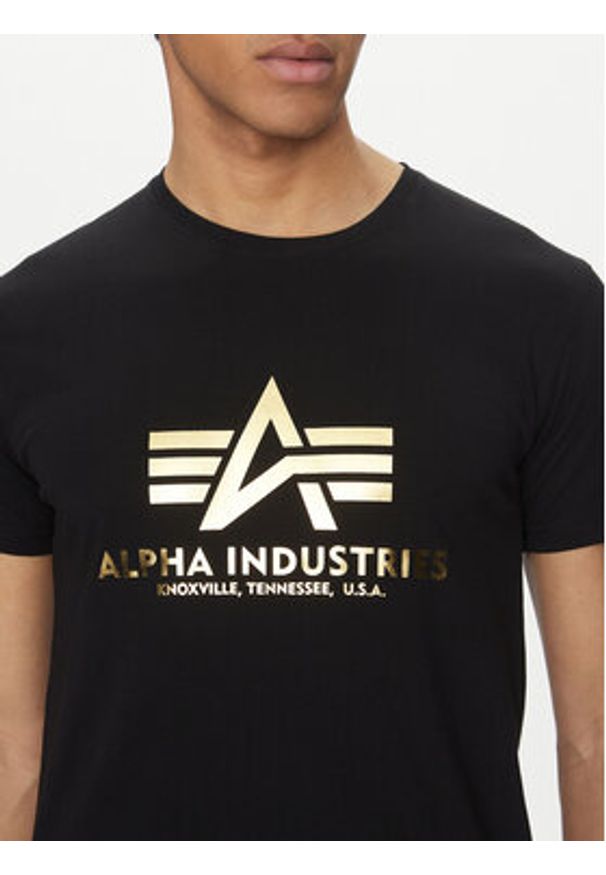 Alpha Industries T-Shirt Basic 100501 Czarny Regular Fit. Kolor: czarny. Materiał: bawełna