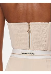 Patrizia Pepe Top 8C0676/A375-B788 Beżowy Slim Fit. Kolor: beżowy. Materiał: syntetyk #4