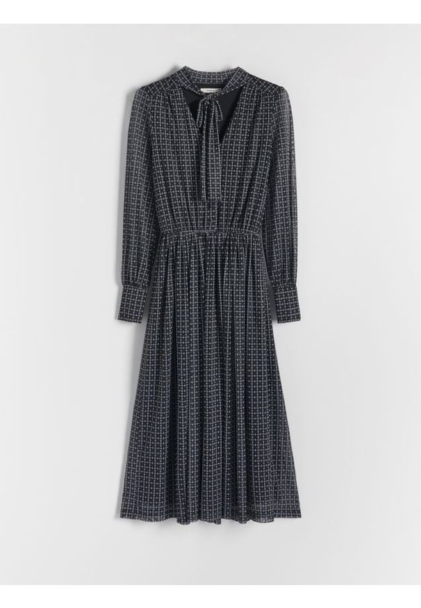 Reserved - Wzorzysta sukienka - czarny. Kolor: czarny. Materiał: szyfon, dzianina
