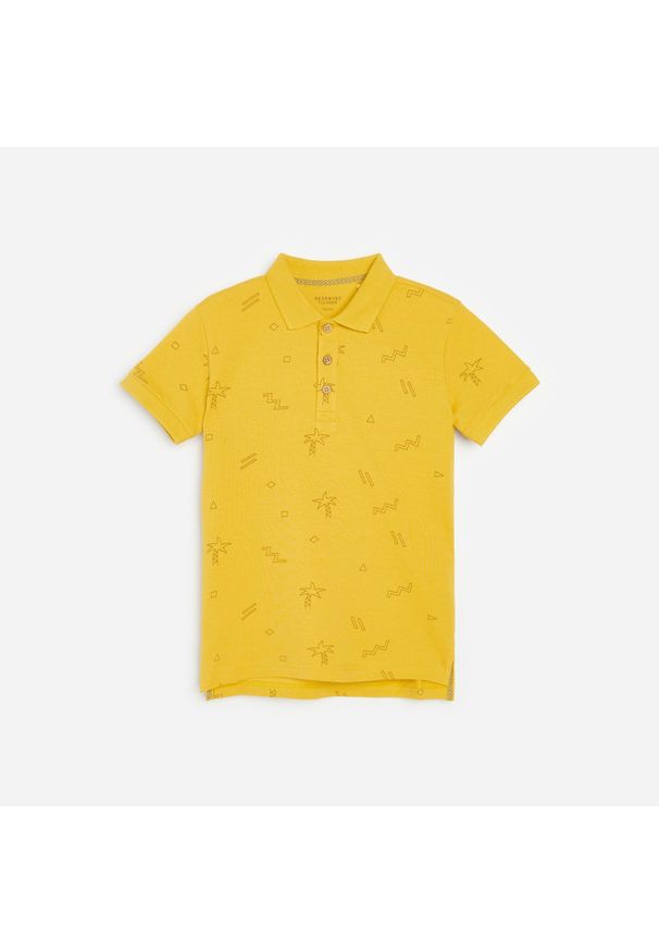 Reserved - Bawełniania koszulka polo - Żółty. Typ kołnierza: polo. Kolor: żółty