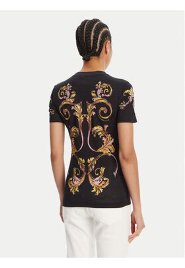 Versace Jeans Couture T-Shirt 78HAH6P8 Czarny Slim Fit. Kolor: czarny. Materiał: bawełna