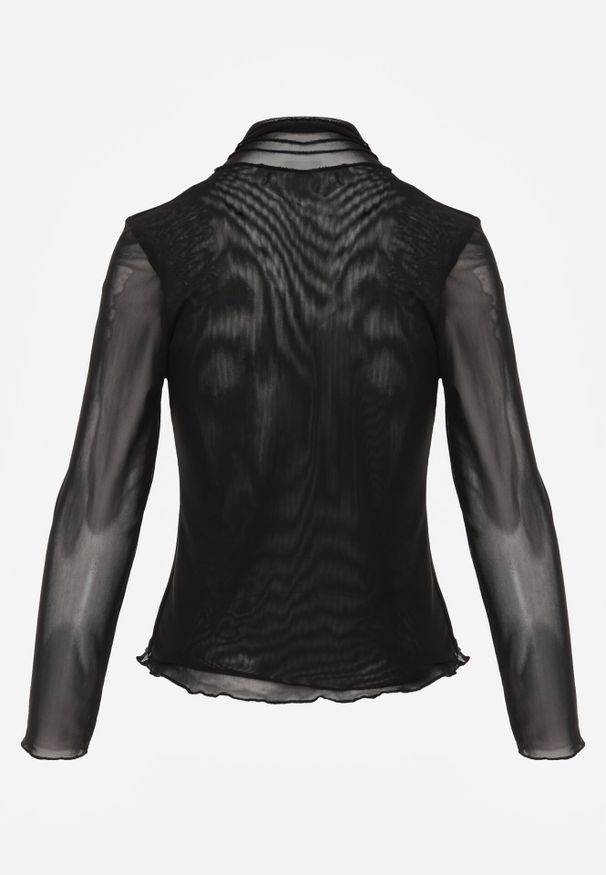 Born2be - Czarna Dopasowana Bluzka Golf z Siateczki z Długim Rękawem Gemlea. Okazja: na co dzień. Typ kołnierza: golf. Kolor: czarny. Materiał: materiał, jeans. Długość rękawa: długi rękaw. Długość: długie. Styl: elegancki, klasyczny, casual