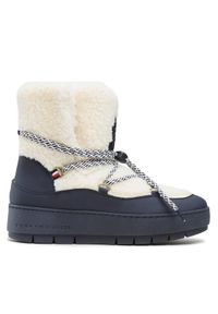 TOMMY HILFIGER - Tommy Hilfiger Śniegowce Th Faux Fur Snow Bootie FW0FW06850 Écru. Materiał: materiał