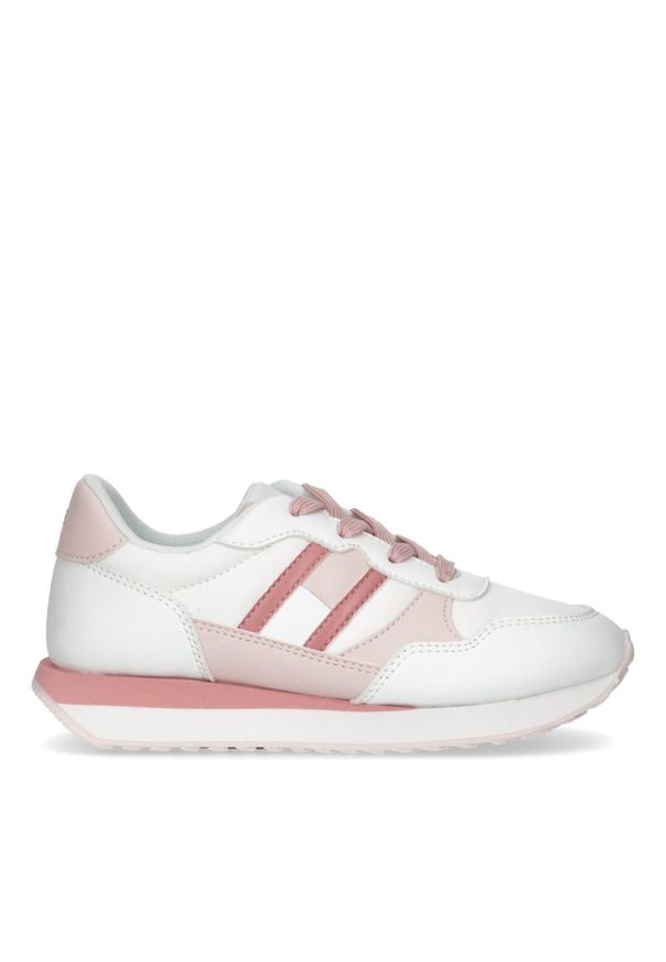 TOMMY HILFIGER - Sneakersy damskie Tommy Hilfiger Flag Low. Kolor: różowy, wielokolorowy, biały