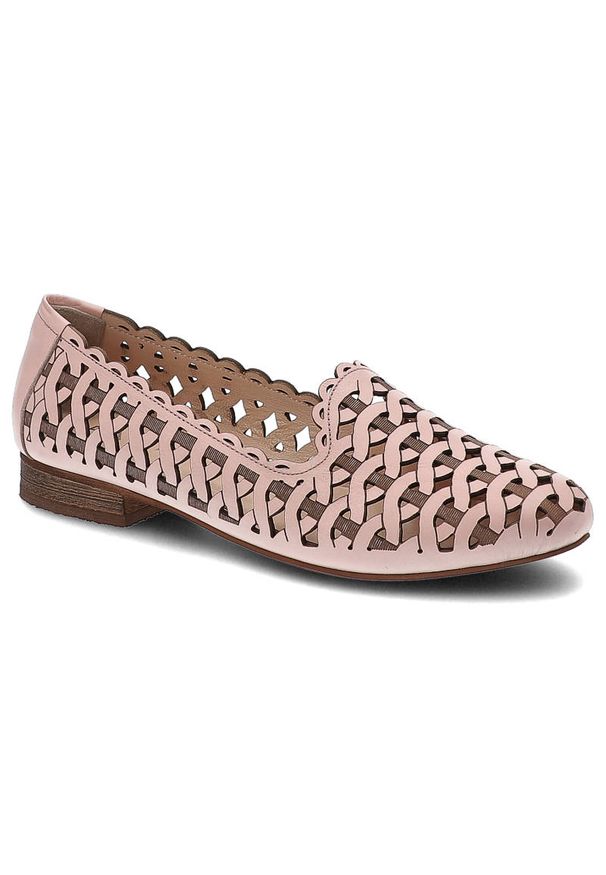 Różowe Baleriny Ravini Eleganckie Buty Damskie. Zapięcie: bez zapięcia. Kolor: różowy. Szerokość cholewki: normalna. Wzór: aplikacja. Materiał: skóra. Sezon: lato. Obcas: na obcasie. Styl: elegancki. Wysokość obcasa: niski