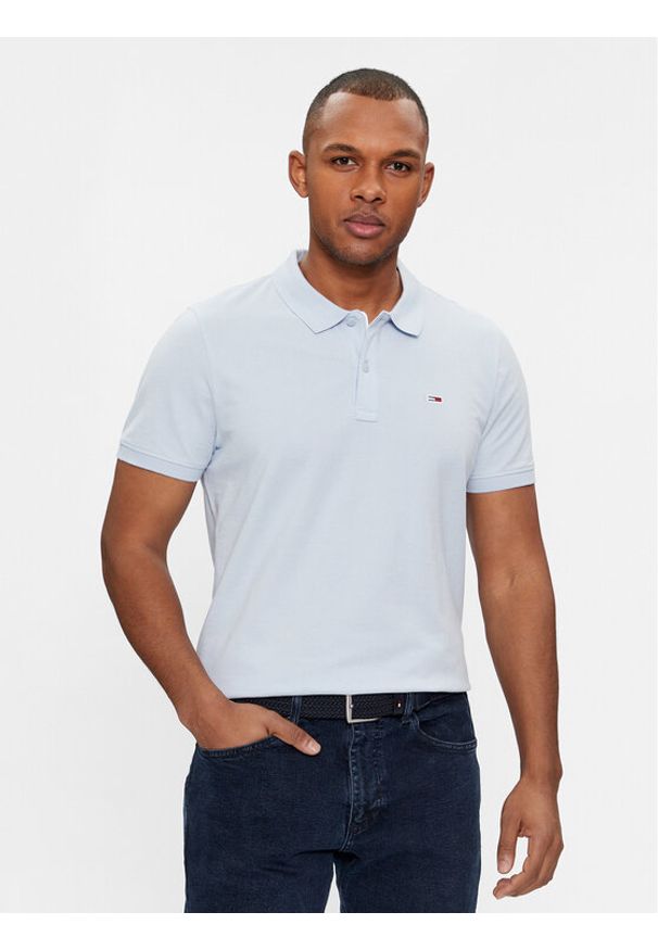 Tommy Jeans Polo DM0DM18312 Niebieski Slim Fit. Typ kołnierza: polo. Kolor: niebieski. Materiał: bawełna