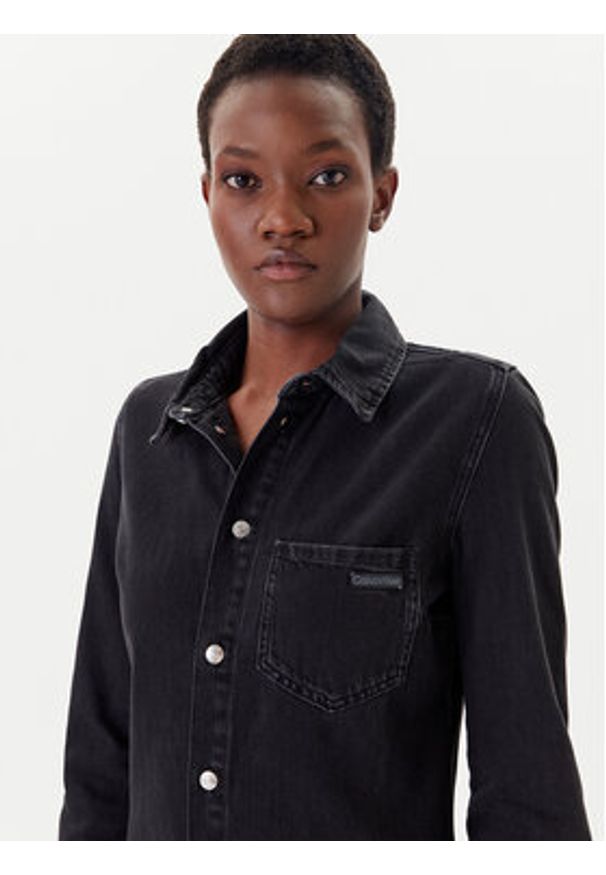 Calvin Klein Jeans Sukienka jeansowa J20J225171 Czarny Slim Fit. Kolor: czarny. Materiał: bawełna