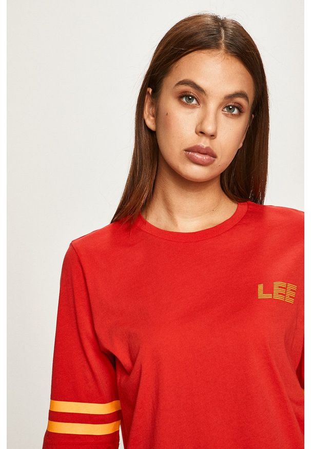 Lee - LEE GRAPHIC TEE DAMSKI T-SHIRT KOSZULKA LOGO BRIGHT RED L44SWMEF 112109981