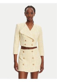 Elisabetta Franchi Marynarka GI-160-52E2-V600 Żółty Regular Fit. Kolor: żółty. Materiał: bawełna