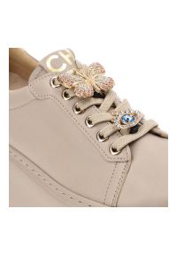 CheBello - Beżowe Sneakersy Chebello Damskie Stylowe Obuwie. Okazja: na co dzień. Kolor: beżowy. Materiał: skóra. Szerokość cholewki: normalna. Obcas: na platformie #3