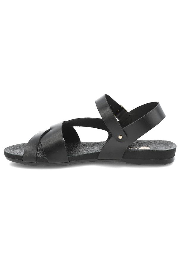 Czarne Sandały Armodo Wygodne Obuwie Damskie. Zapięcie: pasek. Kolor: czarny. Materiał: skóra, len. Wzór: paski. Sezon: lato