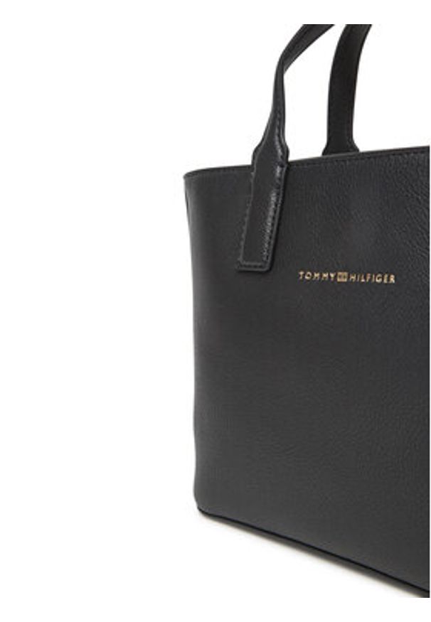 TOMMY HILFIGER - Tommy Hilfiger Torebka Th Logotape Mini Tote AW0AW17448 Czarny. Kolor: czarny. Materiał: skórzane