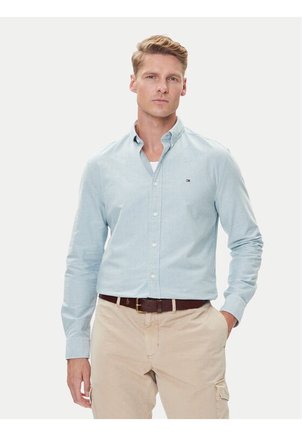 TOMMY HILFIGER - Tommy Hilfiger Koszula Solid Heritage MW0MW35774 Zielony Regular Fit. Kolor: zielony. Materiał: bawełna