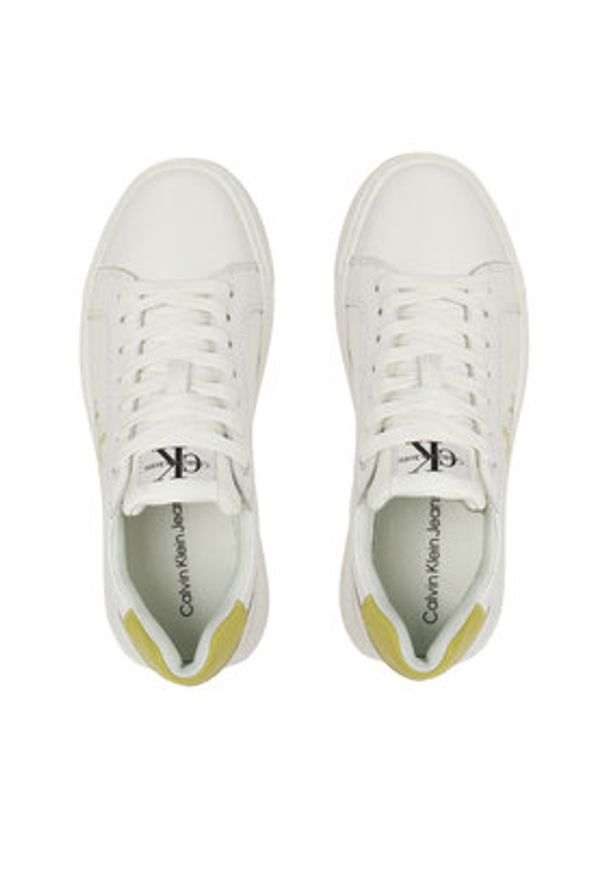 Calvin Klein Jeans Sneakersy Chunky Cupsole Laceup Mon Lth YW0YW00823 Biały. Kolor: biały. Materiał: skóra