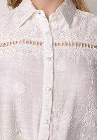 Born2be - Biała Wiskozowa Koszula Bez Rękawów w Stylu Boho z Haftem Viviebelle. Okazja: na co dzień. Kolor: biały. Materiał: wiskoza. Długość rękawa: bez rękawów. Wzór: haft. Styl: boho #4