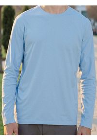 Sinsay - Bawełniana koszulka z długimi rękawami - błękitny. Kolor: niebieski. Materiał: bawełna. Długość rękawa: długi rękaw. Długość: długie
