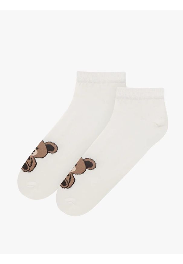 Ryłko - Skarpetki stopki damskie. Kolor: biały. Materiał: materiał