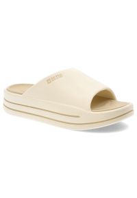 Big-Star - Beżowe Klapki Big Star Modne Obuwie Damskie. Okazja: na spacer. Kolor: beżowy. Sezon: lato. Styl: sportowy #1