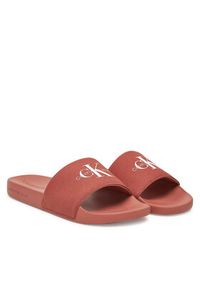 Calvin Klein Jeans Klapki Slide Monogram Cv YM0YM01271 Koralowy. Kolor: pomarańczowy. Materiał: materiał #6