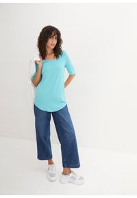 bonprix - Długi shirt z miękkiej wiskozy. Kolor: niebieski. Materiał: wiskoza. Długość: długie