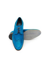 Faber - Niebieskie męskie buty wizytowe - brogsy T155. Kolor: niebieski. Materiał: skóra. Styl: wizytowy #6