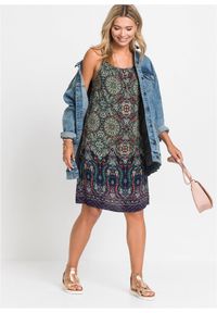 bonprix - Sukienka na ramiączkach z lejącej wiskozy. Kolor: niebieski. Materiał: wiskoza. Długość rękawa: na ramiączkach. Wzór: paisley #2
