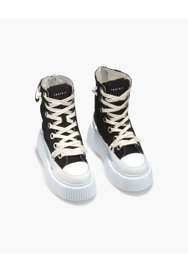 Inuikii - INUIKII MATILDA CANVAS HIGH Sneakersy damskie. Okazja: na co dzień, na spacer. Wysokość cholewki: przed kolano. Kolor: czarny. Materiał: materiał, guma. Szerokość cholewki: normalna. Sezon: lato. Sport: turystyka piesza