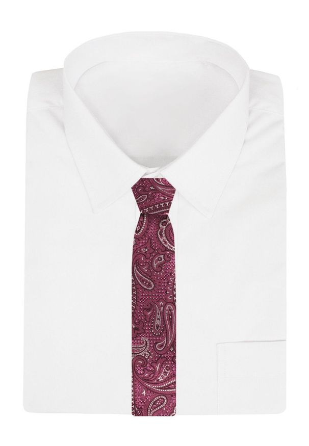 Męski Krawat - Fuksja Festiwal, Orientalny Wzór - Alties. Kolor: różowy. Materiał: tkanina. Styl: elegancki, wizytowy