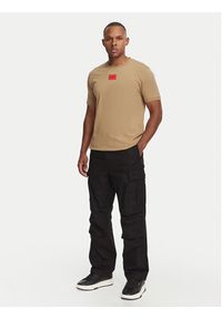 Hugo - HUGO T-Shirt Diragolino212 50447978 Beżowy Regular Fit. Kolor: beżowy. Materiał: bawełna #2