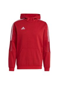 Adidas - Bluza piłkarska męska adidas Tiro 21 Sweat Hoody. Kolor: czerwony, biały, wielokolorowy. Materiał: poliester, bawełna. Sport: piłka nożna