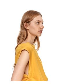 DRYWASH - Gładki t-shirt damski bez rękawów. Kolor: żółty. Materiał: tkanina. Długość rękawa: bez rękawów. Długość: długie. Wzór: gładki. Sezon: lato. Styl: wakacyjny #6