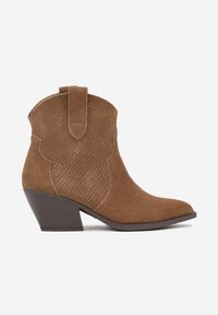 Renee - Brązowe Botki Typu Kowbojki na Stożku ze Skóry Naturalnej Clearfeather. Okazja: na co dzień. Kolor: brązowy. Materiał: skóra. Obcas: na stożku. Styl: klasyczny, casual #4