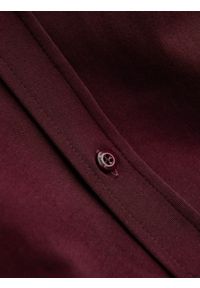 Ombre Clothing - Bawełniana męska koszula REGULAR z dzianiny single jersey - bordowa V3 OM-SHCS-0138 - XXL. Kolor: czerwony. Materiał: dzianina, jersey, bawełna. Wzór: kolorowy, haft #9