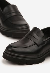 Renee - Czarne Mokasyny na Platformie z Tłoczeniem Celtellie. Okazja: na co dzień. Kolor: czarny. Materiał: jeans, skóra. Obcas: na platformie. Styl: casual #4