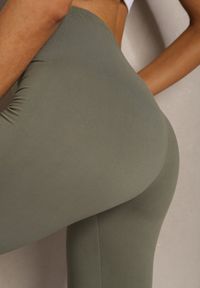 Renee - Ciemnozielone Legginsy z Gumką w Talii z Długimi Nogawkami Caleta. Okazja: na co dzień. Kolor: zielony. Długość: długie. Styl: klasyczny, casual #3