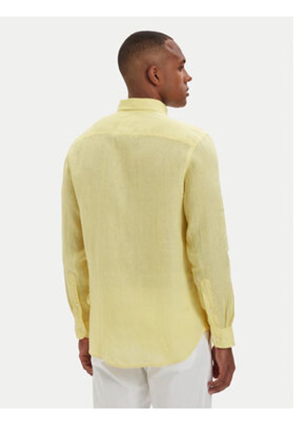 TOMMY HILFIGER - Tommy Hilfiger Koszula MW0MW41530 Żółty jasny Regular Fit. Kolor: żółty. Materiał: len