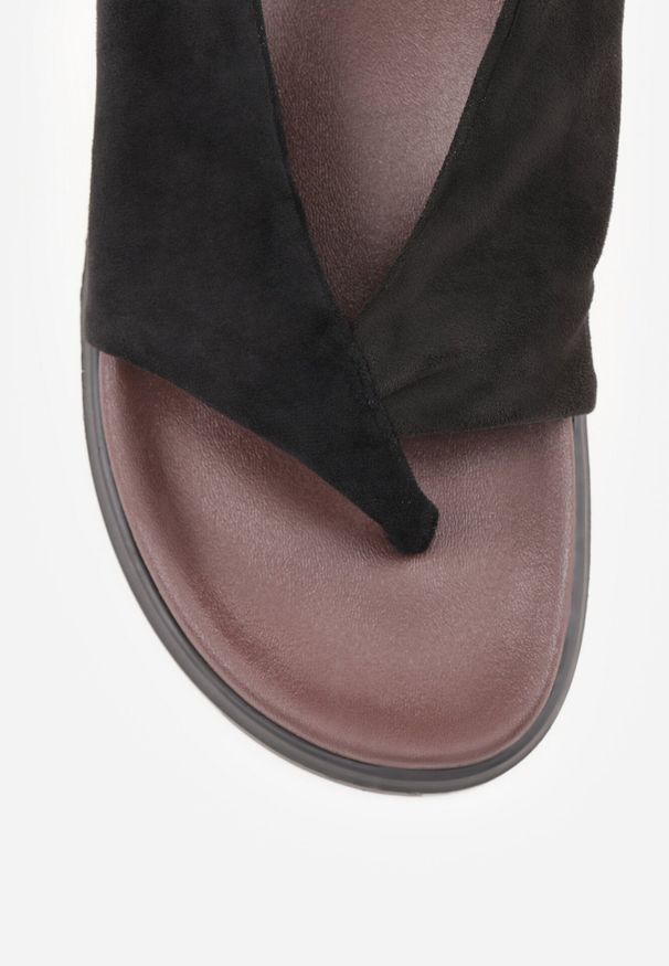 Born2be - Czarne Sandały Japonki z Imitacji Zamszu z Paskiem na Duży Palec Onisira. Okazja: na co dzień. Zapięcie: pasek. Kolor: czarny. Materiał: zamsz. Sezon: lato. Styl: boho, klasyczny, casual