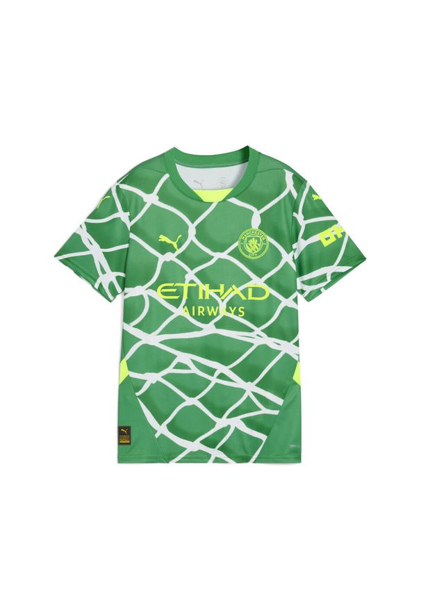 Puma - Młodzieżowa koszulka bramkarskie Manchester City 24/25 PUMA. Kolor: żółty, wielokolorowy, zielony. Wzór: aplikacja