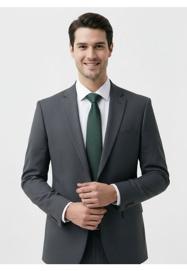 Krawat Męski - Angelo di Monti - Ciemna Zieleń, Minigroszki. Materiał: tkanina. Styl: wizytowy, elegancki